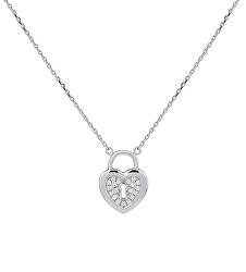 Stříbrný náhrdelník zámek srdce Romeo s Brilliance Zirconia MW00303
