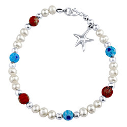 Brățară din argint Triton cu perle reale, stea și margele colorate PRM20261BPW