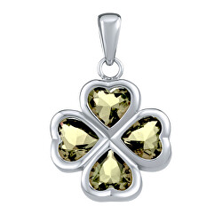 Stříbrný přívěsek čtyřlístek světle zelenými Brilliance Zirconia JJJP0085PLG