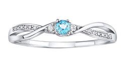 Strieborný prsteň s modrým Topazom a Brilliance Zirconia JJJR1100TS