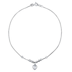 Cavigliera in argento Jasmine con cuore e perline ZT120230A