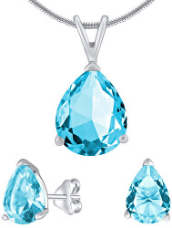 Set di gioielli d’argento con i cristallo azzurro JJJS222 (orecchini, pendente)