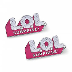 Růžové peckové náušnice pro dívky LOL Logo L2012STLOL