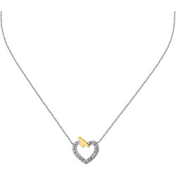 Ocelový náhrdelník se zirkony T-Logo TJAXC44 (řetízek, přívěsek)