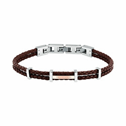 Pánský náramek z pletené hnědé kůže T-Leather TJAXZ12