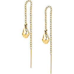 Eleganti orecchini lunghi in acciaio placcato in oro T-Design TJAXA13