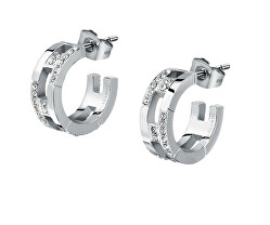 Stílusos acél fülbevaló cirkónium kövekkel T-Logo TJAXC70