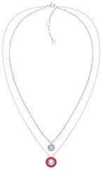 Moderna collana doppia in acciaio con cristallo Layered 2780803
