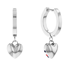 Moderní ocelové náušnice kruhy s přívěsky Hanging Heart 2780664