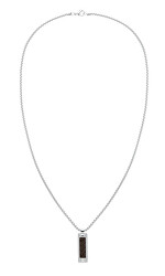 Originální ocelový náhrdelník s koženým detailem 2790492