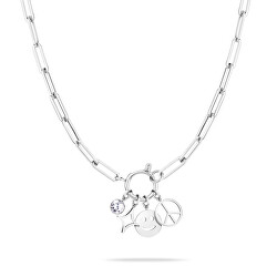 Výrazný ocelový náhrdelník s přívěsky TJ-0420-N-40