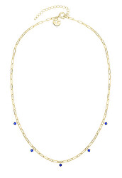 Luxuriöse vergoldete Halskette mit blauen Zirkonen TJ-0540-N-45