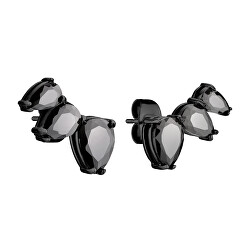 Fantasievolle schwarze Ohrringe mit Zirkonen  TJ-0079-E-14