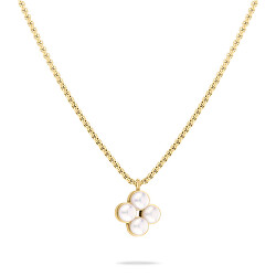 Pôvabný pozlátený náhrdelník so syntetickými perlami TJ-0512-N-45