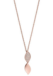 Růžově zlacený náhrdelník Julia listy se zirkony TJ217