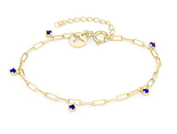 Stilvolles vergoldetes Armband mit blauen Zirkonen TJ-0541-B-21
