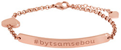 Růžově pozlacený ocelový náramek #bytsamsebou (kratší)