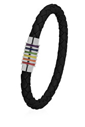 Černý kožený náramek s magnetickou sponou