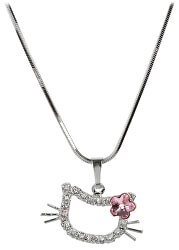 Dievčensky náhrdelník Mačička s kytičkou Light Rose