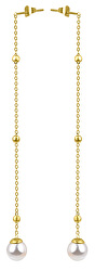 Lange vergoldete Ohrringe mit Perle VEDE0141G-PE