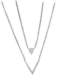 Dvojitý ocelový náhrdelník s trojúhelníky