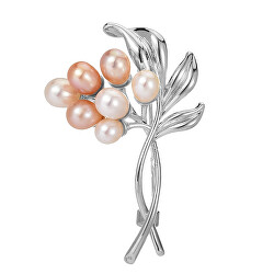 Elegantní brož s umělými perlami Větvička Silver