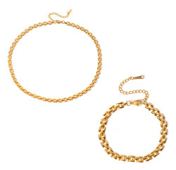 Set elegante di gioielli in acciaio placcato in oro da donna (collana, bracciale)