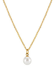 Elegantný pozlátený náhrdelník s perličkou VJMS002NR