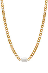Elegantný pozlátený náhrdelník so sladkovodnou perlou VAAXP539