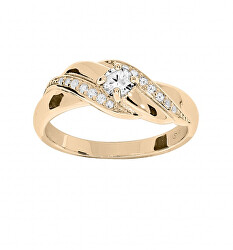 Elegantný pozlátený prsteň s čírymi zirkónmi PO/SR08997E