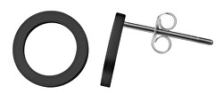 Semplici orecchini neri con anelli in acciaio