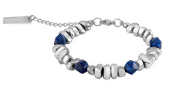 Perlenarmband aus Stahl mit Lapislazuli