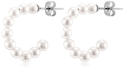 Kruhové oceľové náušnice s perlami VAAJDE201396G