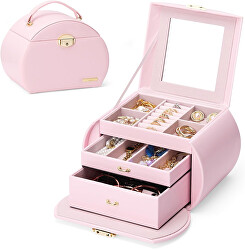Luxusní růžová šperkovnice kufřík