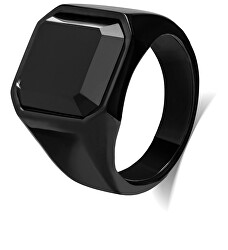 Massiver Ring mit schwarzem Kristall