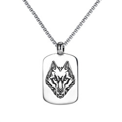 Moderné oceľový náhrdelník Wolf VGX1824