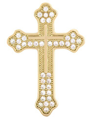Broșă modernă placată cu aur Cruce KS-224_G
