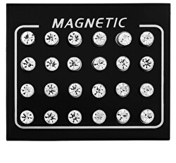 Set modern de cercei magnetici cu cristale transparente (margele, mini brosa)