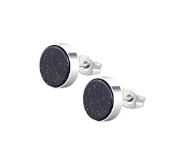 Divatos acél fülbevaló fekete kristályokkal VABXYE005