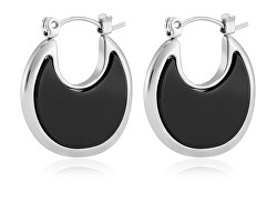 Modische Ohrringe aus Stahl mit Onyx VAAJDE201446S-BK