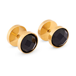 Divatos aranyozott fülbevaló fekete kristályokkal KS-139
