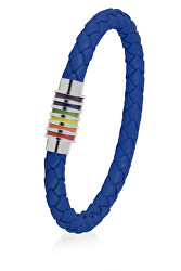 Modrý kožený náramek s magnetickou sponou