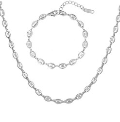 Set intramontabile di gioielli in acciaio da donna (collana, bracciale)