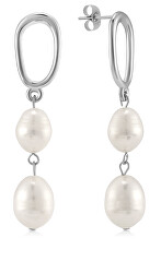 Nádherné oceľové náušnice s perlami VAAJDE201462S