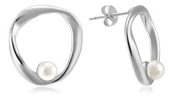 Nádherné oceľové náušnice s perlou VAAJDE201291G