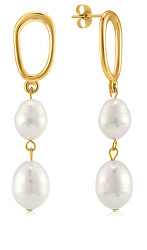 Schöne vergoldete Ohrringe mit Perlen VAAJDE201462G