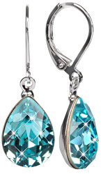 Cercei eleganți cu cristale Pear Light Turquois