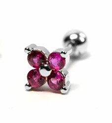 Cercel piercing delicat cu cristale fucsia