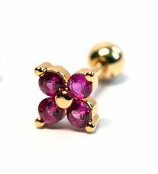 Orecchino piercing con cristalli fucsia placcato in oro