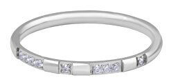 Nežný minimalistický prsteň z ocele so zirkónmi Silver